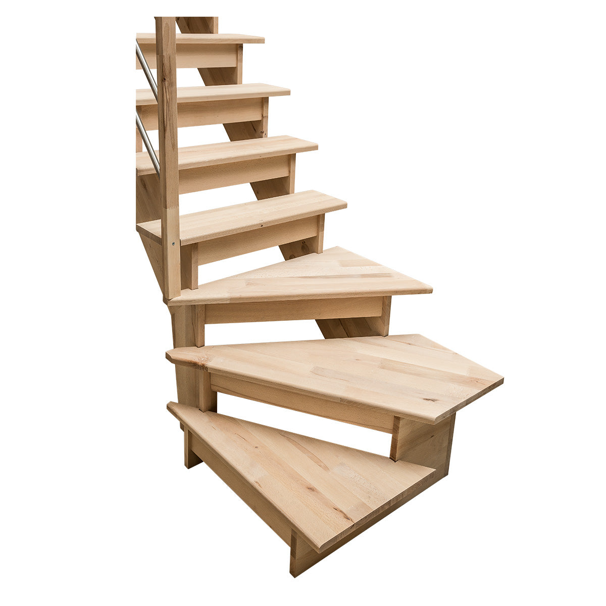 Müllertreppe aus Buchenholz – links gewendelt