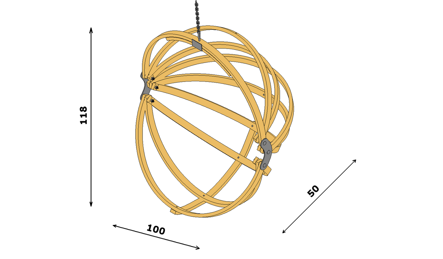 Ecru Polyester Bezug-Gaya Hängesessel aus Holz