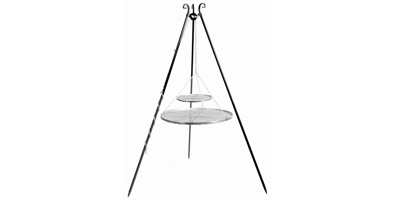 Schwenkgrill 180 cm - Doppelrost aus Edelstahl 80 cm + 40 cm