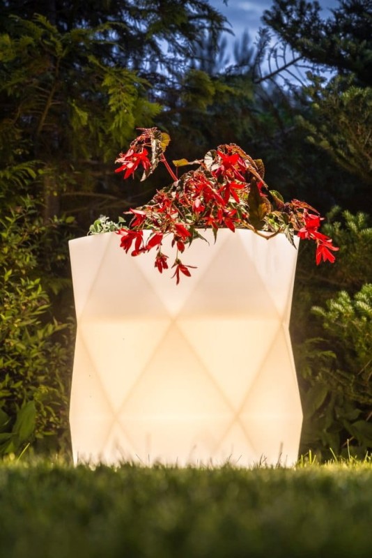 Beleuchteter geometrischer LED-Blumentopf Modena Light 54 cm – RGB + Fernbedienung