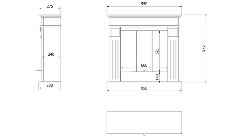 Portal Bioethanolkamin AUGUST Weiß TÜV Selbstmontage mit Verglasung