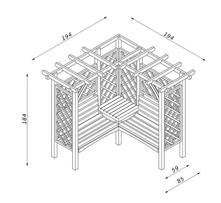 Milton Doppelpergola mit Bank
