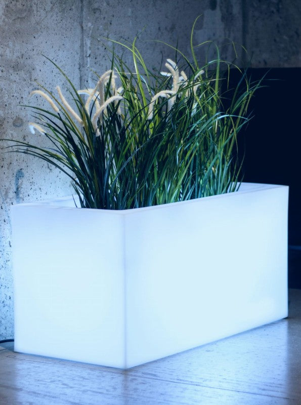 Beleuchteter rechteckiger LED-Blumentopf Lungo Light 75 cm – Kaltweiß 6000K