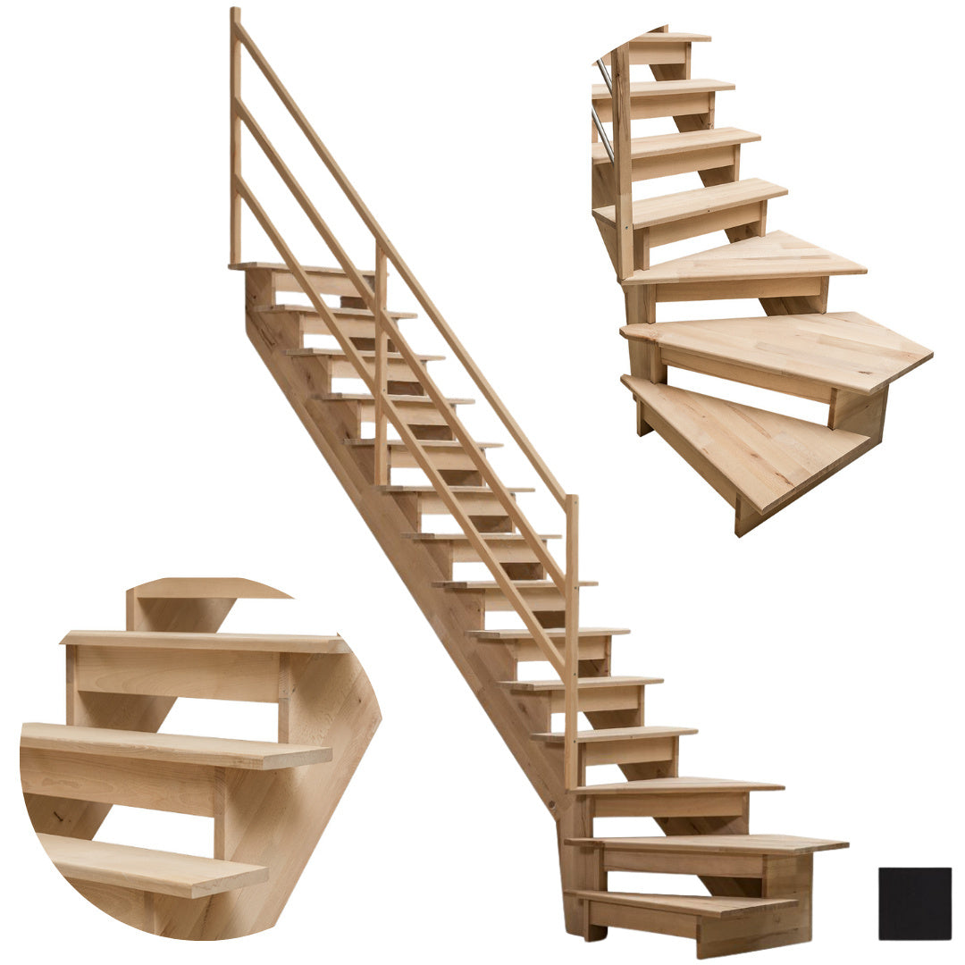 Müllertreppe aus Buchenholz – links gewendelt