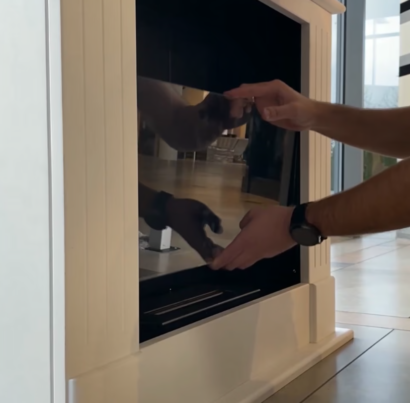 Portal Bioethanolkamin NOVEMBER Weiß TÜV Selbstmontage mit Verglasung