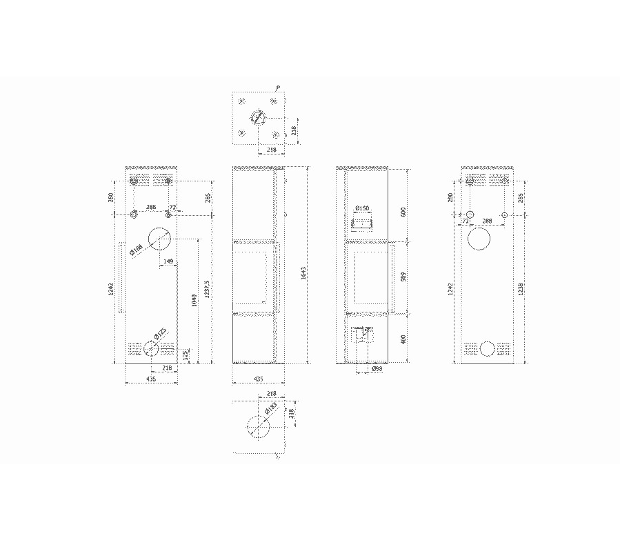 Kaminofen aus Stahl Tora/L 8 kW Ø 150 Weißes Glaspaneel