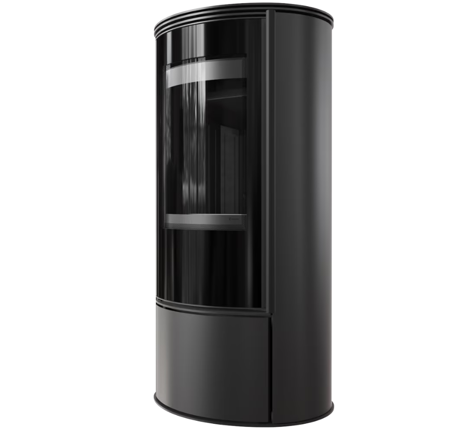 Kaminofen aus Stahl Erik Ø 150 5,5 kW schwarz Verkleidung