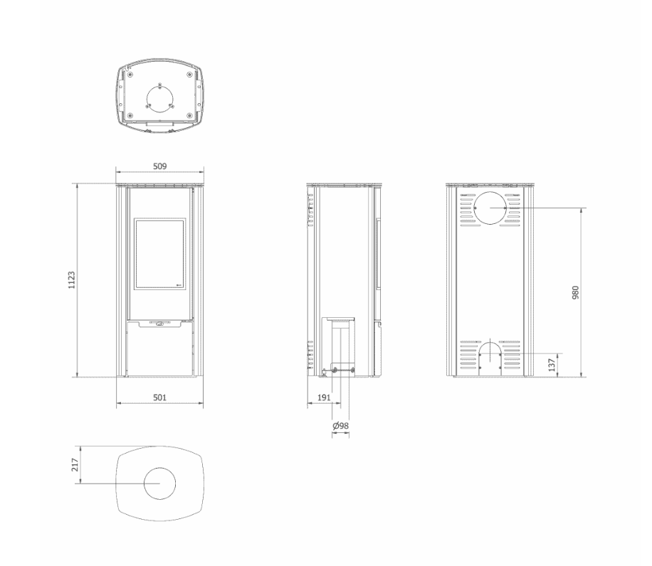 Kaminofen aus Stahl KRATKI ENYO-R Ø 150 8 kW