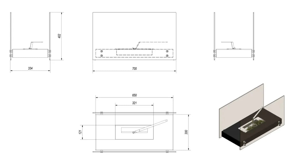 Tischkamin Bioethanol Hotel TÜV weiß