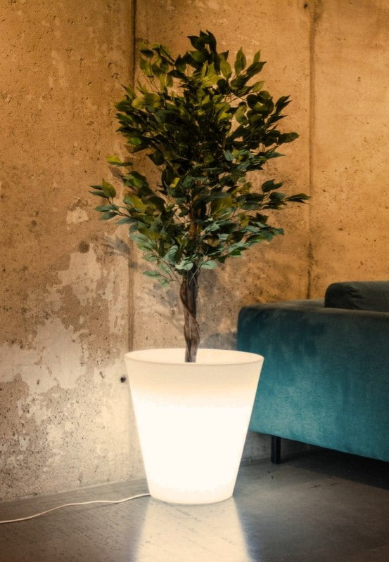 Beleuchteter runder LED-Blumentopf Ovo Light 50 cm – Neutralweiß 4000K