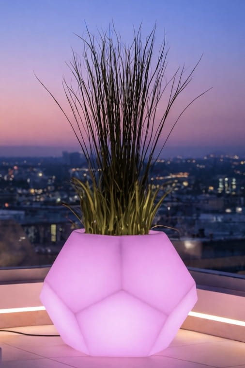 Beleuchteter moderner LED-Blumentopf Alma Light 53 cm – Kaltweiß 6000K