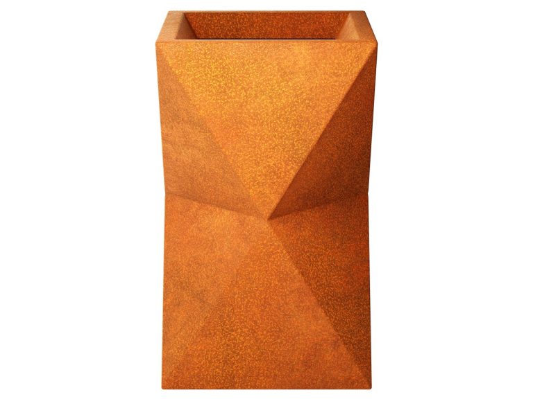 Geometrischer Cortenstahl-Pflanzkübel AMPOLLETA S (45×45×82,5 cm)