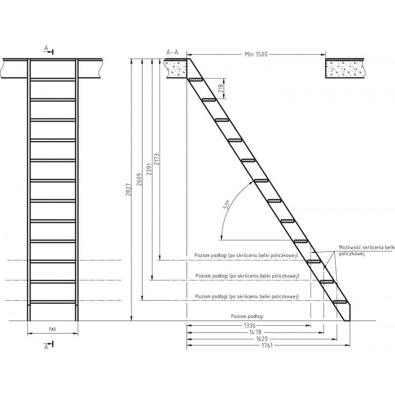 Müllertreppe aus Holz – "Kopenhaga 745" 4STEP