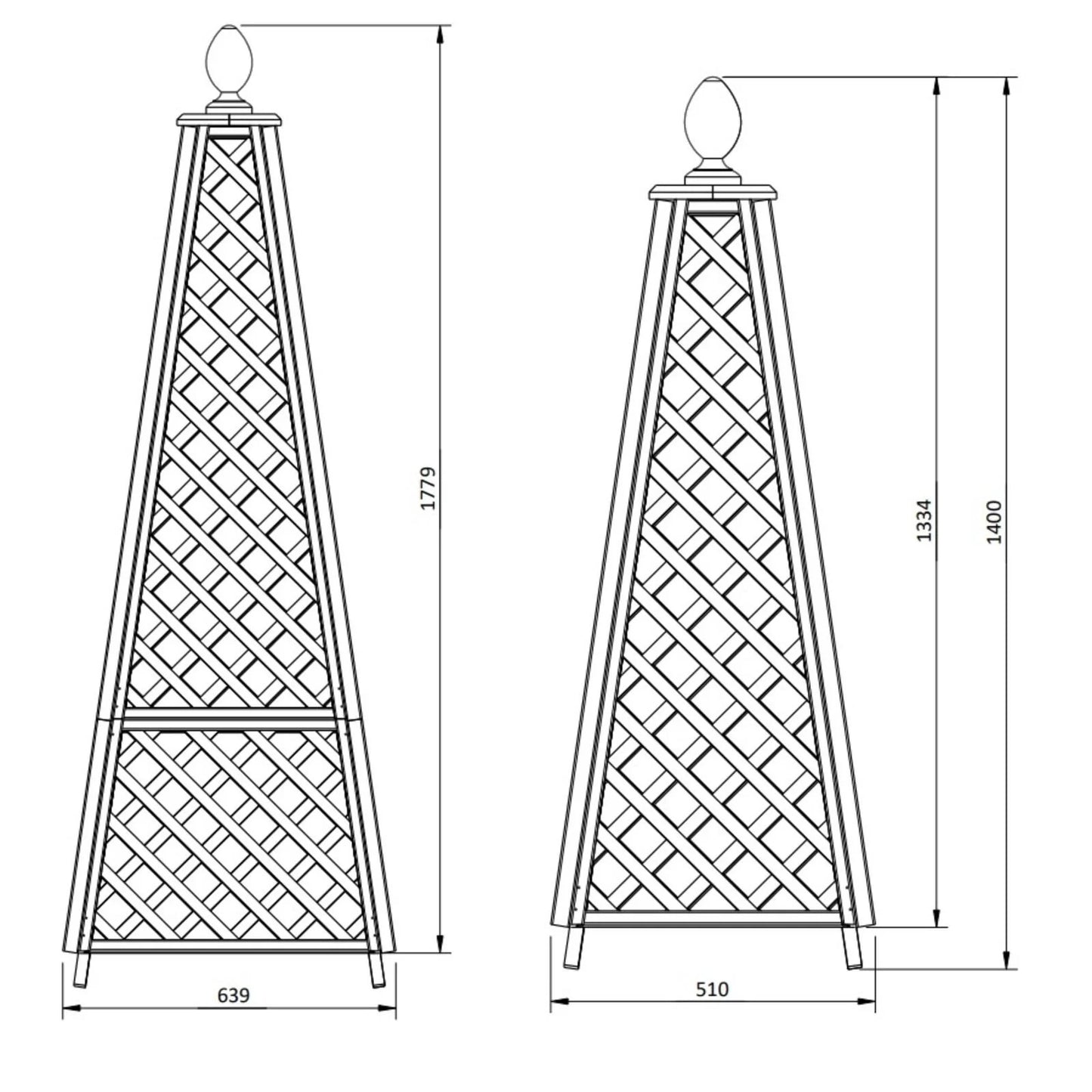 Rankhilfe Obelisk mit Kugel aus Lärche