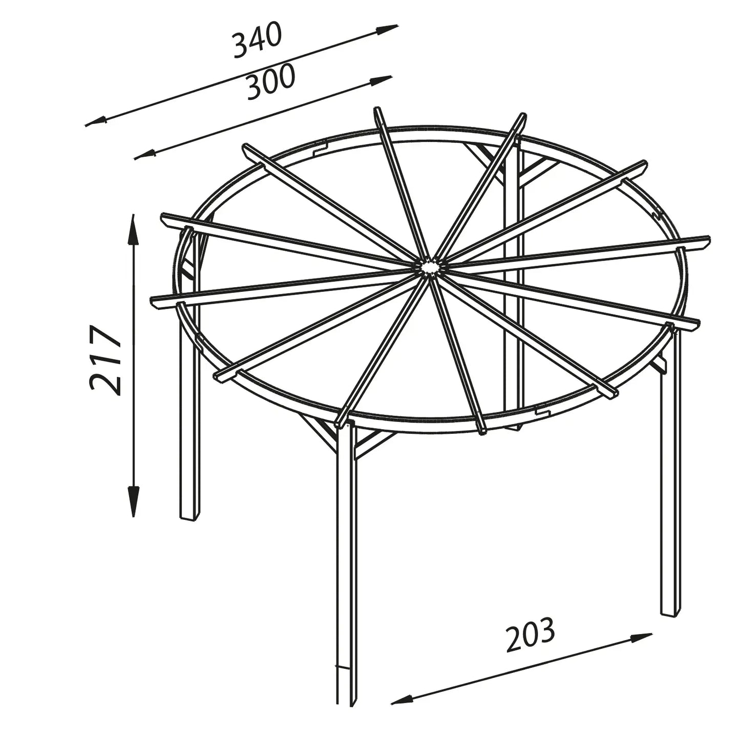 Runde Pergola aus Holz 2