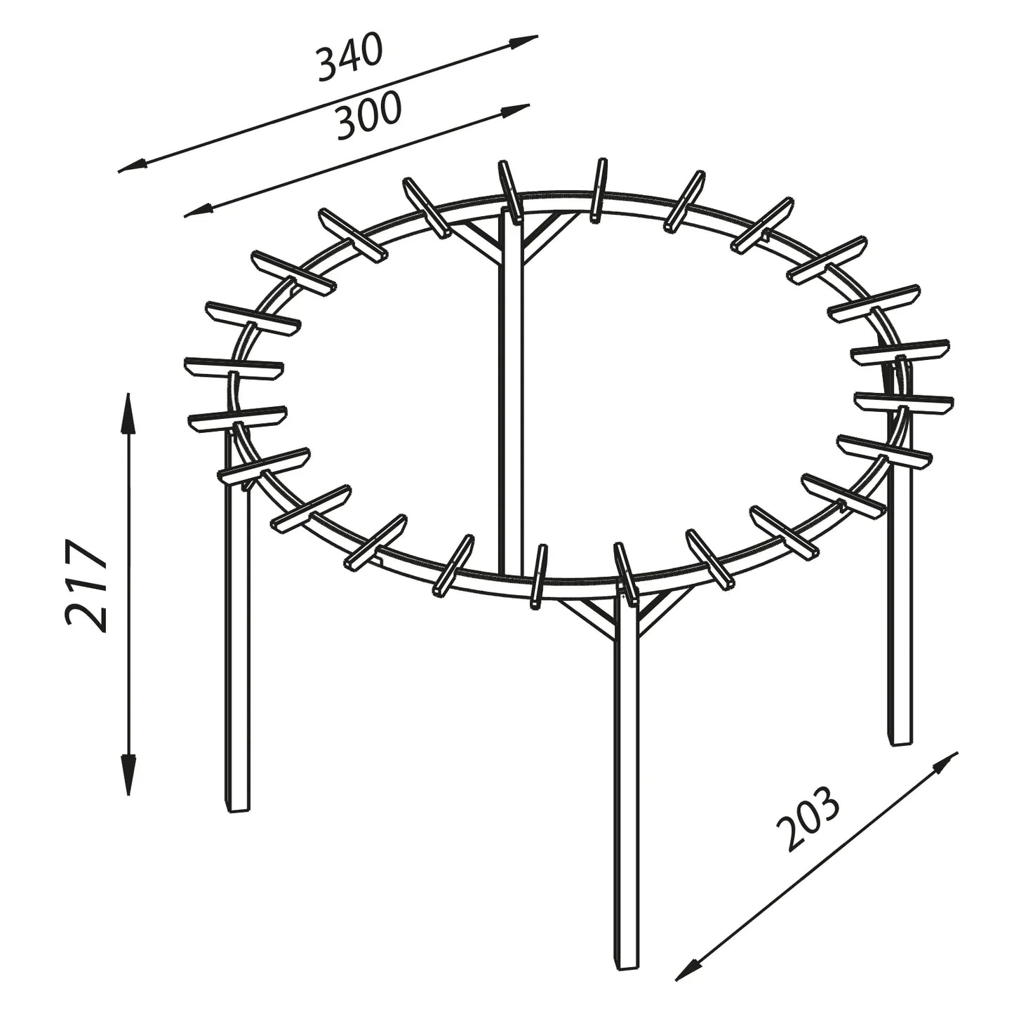 Runde Pergola aus Holz 2
