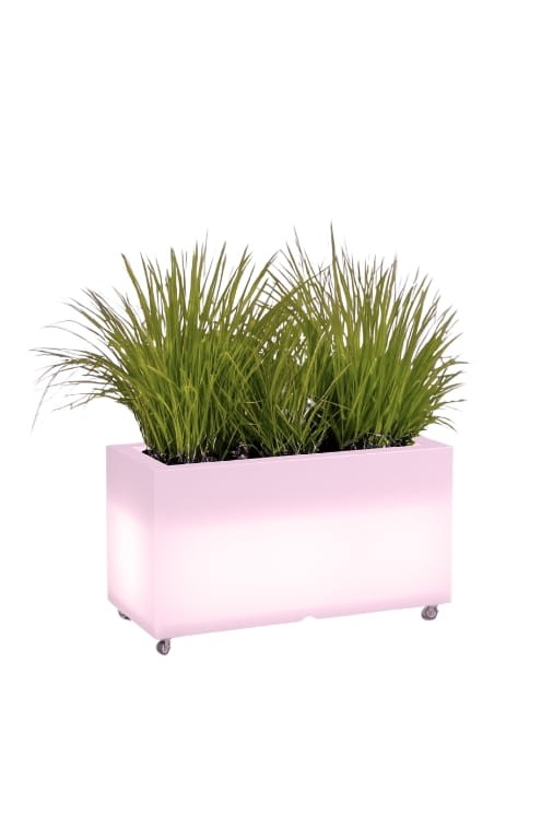 Langer LED-Pflanzkübel auf Rollen Monumo Lungo Light Neutralweiß 38 cm