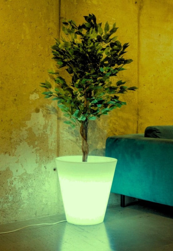Beleuchteter runder LED-Blumentopf Ovo Light 50 cm – Kaltweiß 6000K