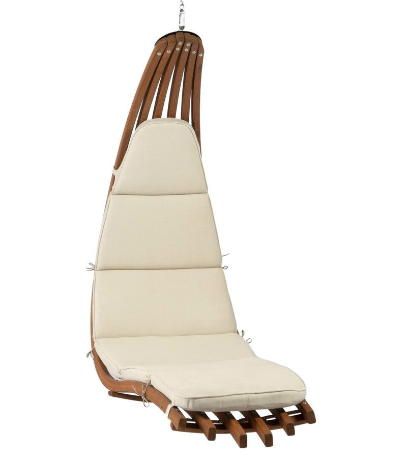 Wellenförmig Hängesessel aus Holz mit Kissen Beige