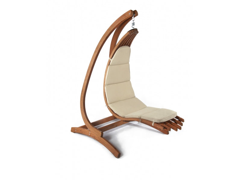 Wellenförmig Hängesessel mit Gestell aus Holz mit Kissen Beige