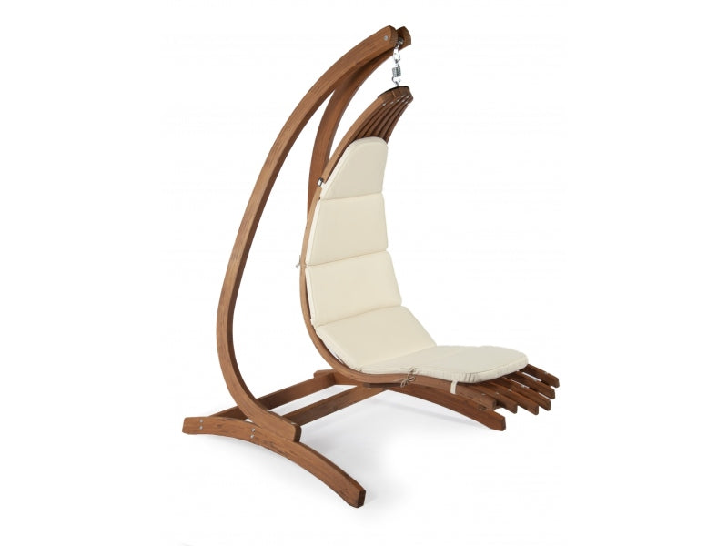 Wellenförmig Hängesessel mit Gestell aus Holz mit Kissen Ecru