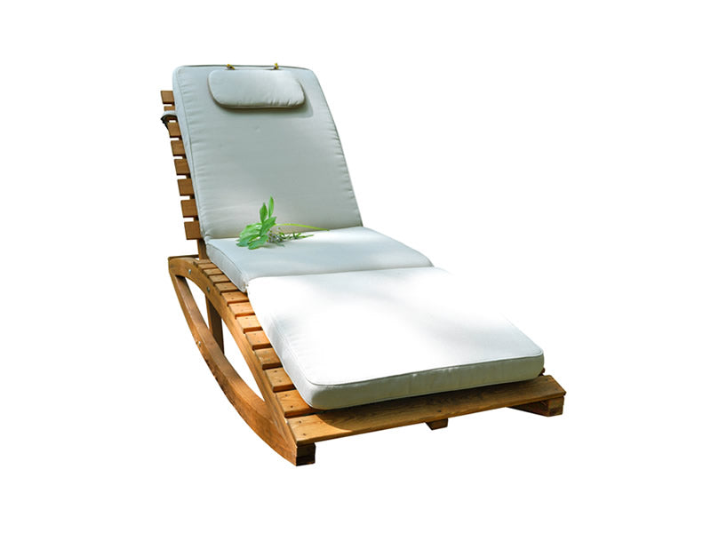 Ecru Polyester-Schaukelliege Liegestuhl Joy Lounger aus Holz