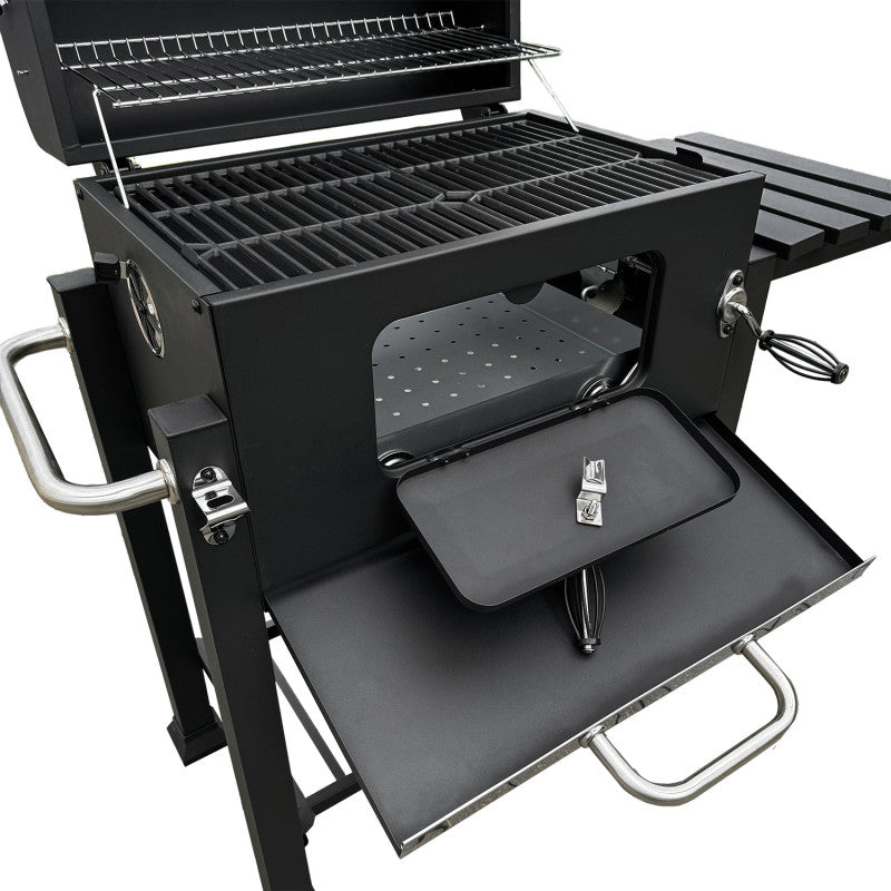 Holzkohlegrill 113,5 × 50 × 107 cm mit Gusseisenrost
