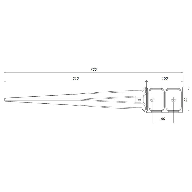 Eingeschlagene Bodenhülse 9×9×75 cm