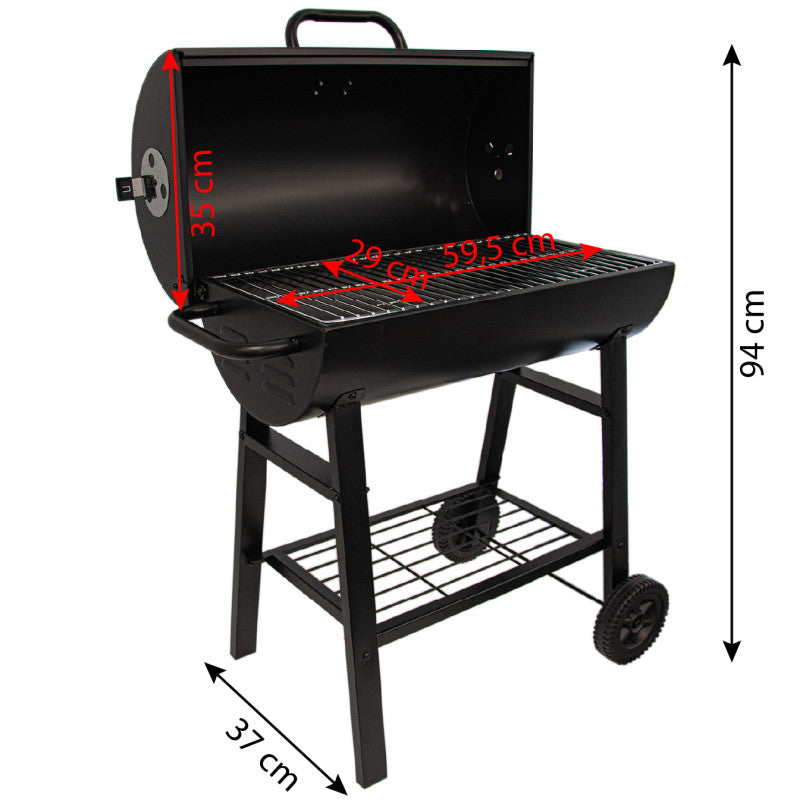 Holzkohle-Grill „Halbtonne“ mit Grillrost 59,5 × 29 cm