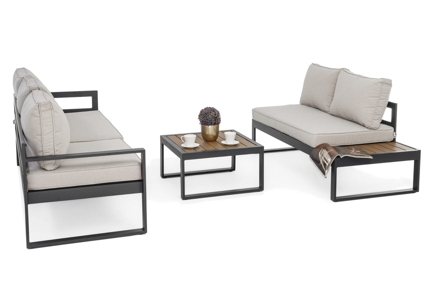 Gartenmöbel-Set Nicea graphit-beige - rechte Variante