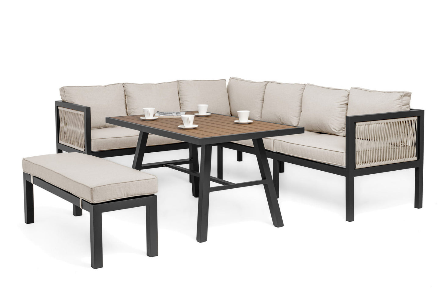 Gartenmöbel-Set Portofino graphit-beige - rechte Variante