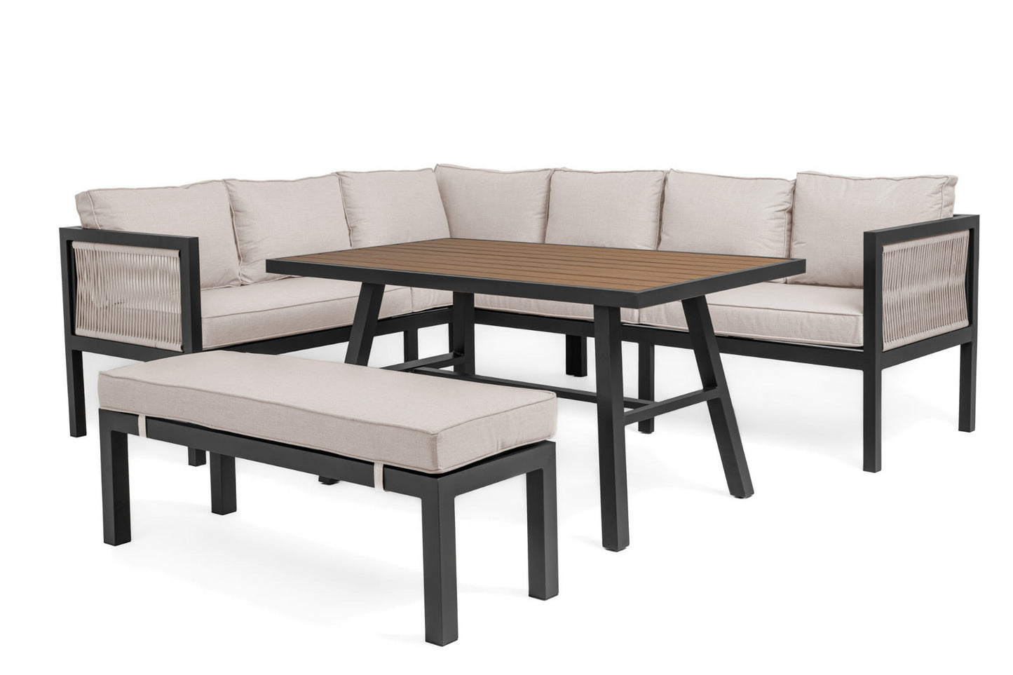 Gartenmöbel-Set Portofino graphit-beige - rechte Variante