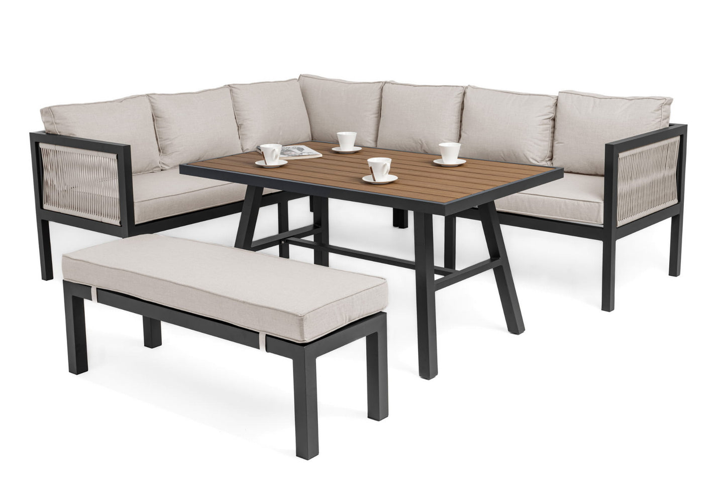 Gartenmöbel-Set Portofino graphit-beige - rechte Variante