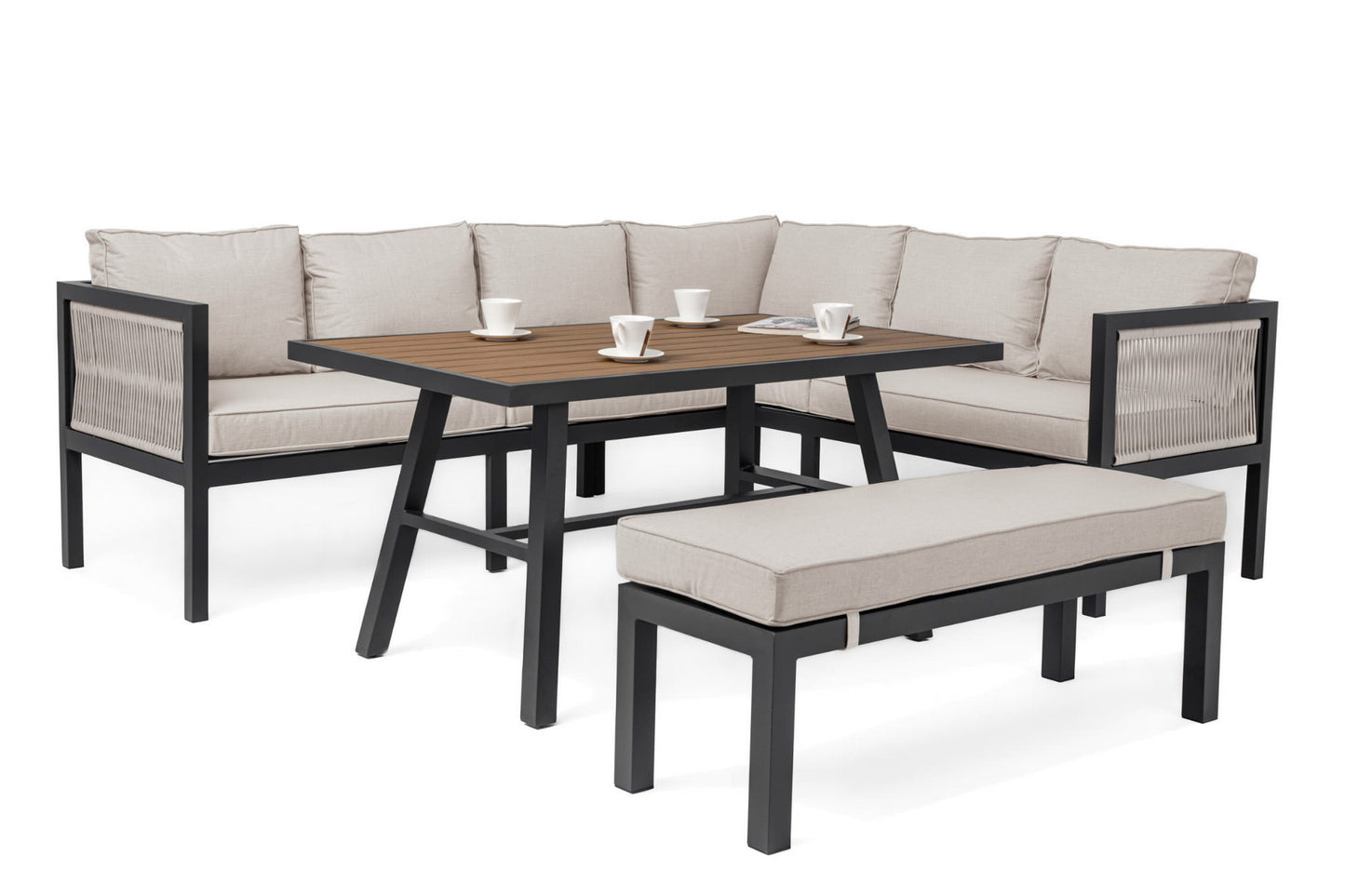 Gartenmöbel-Set Portofino graphit-beige - linke Variante