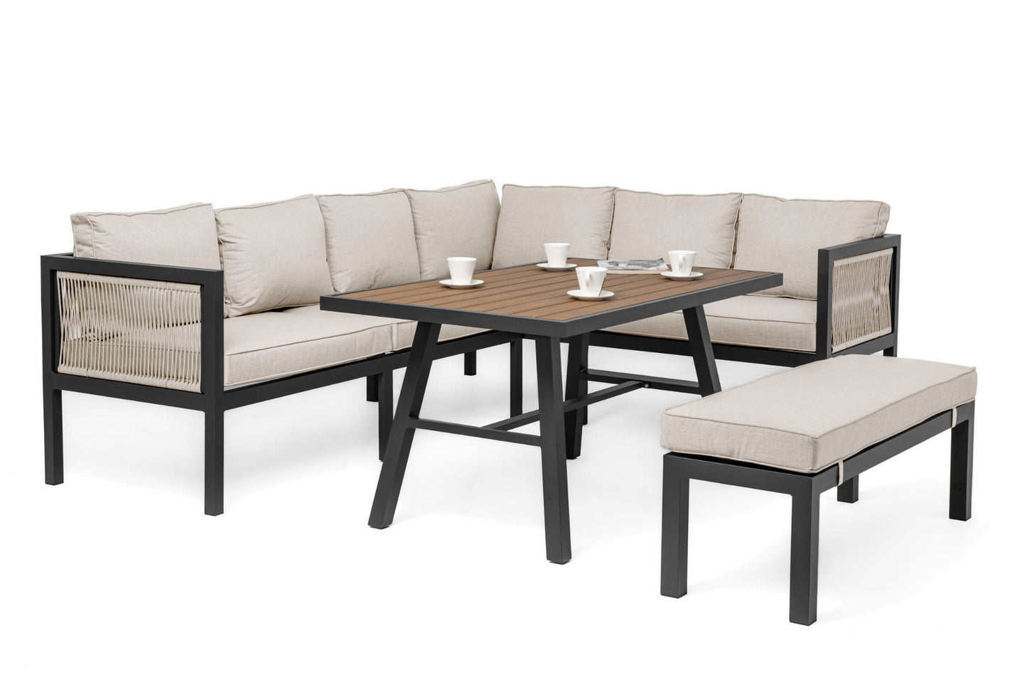 Gartenmöbel-Set Portofino graphit-beige - linke Variante