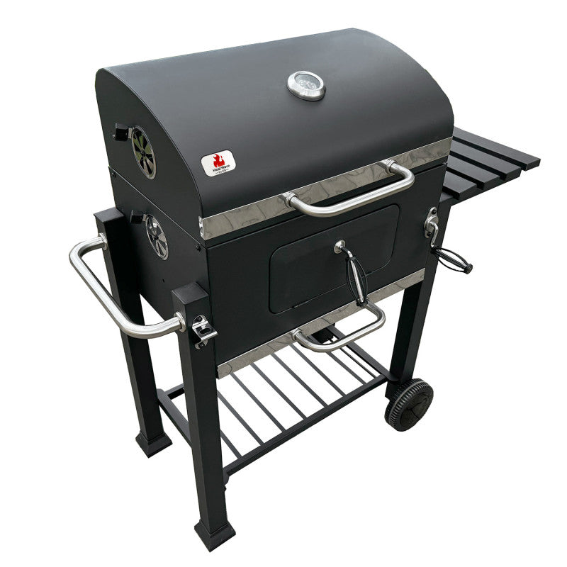 Holzkohlegrill 113,5 × 50 × 107 cm mit Gusseisenrost