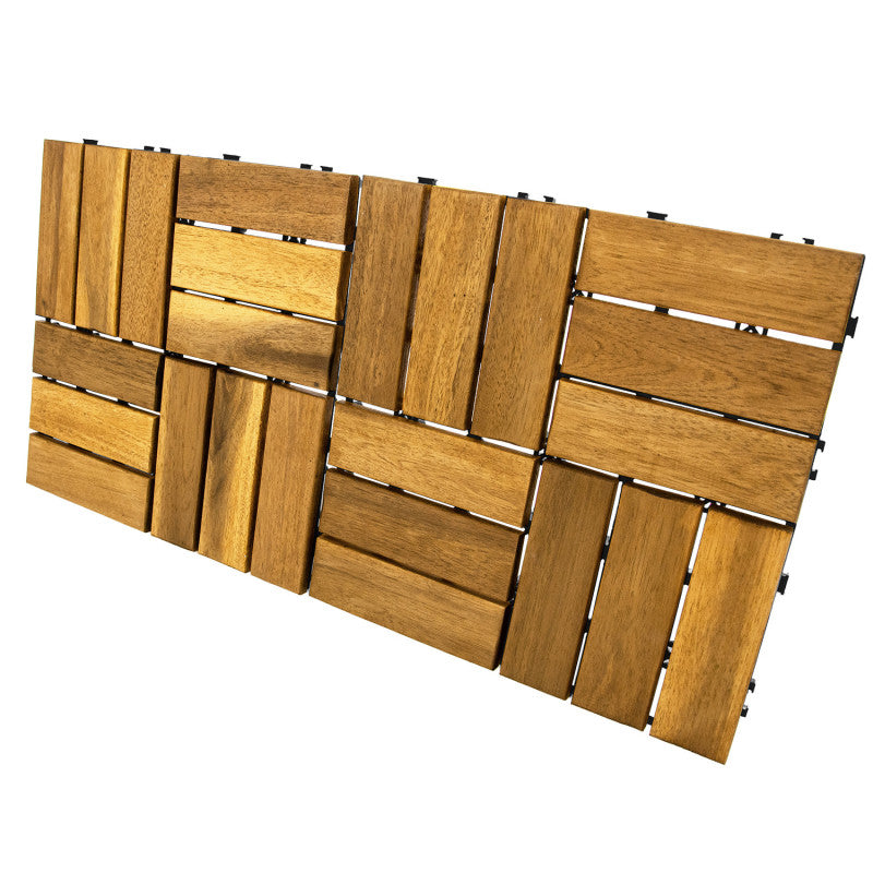 Akazien-Terrassenfliese „Mosaik” 30×30×2,4 cm mit CLICK-System