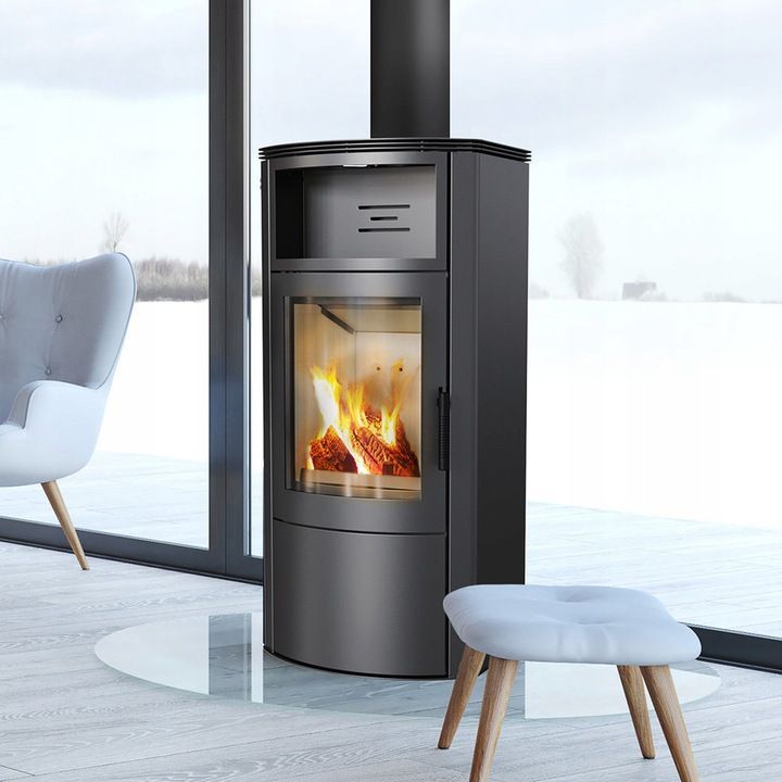 Kaminofen aus stahl KRATKI TITAN Ø 150 11 kW mit Türfeder