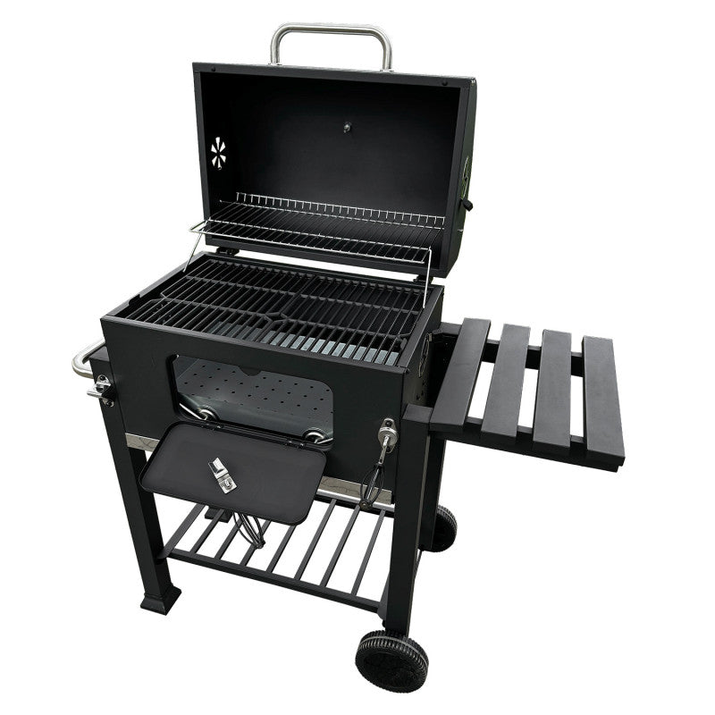 Holzkohlegrill 113,5 × 50 × 107 cm mit Gusseisenrost
