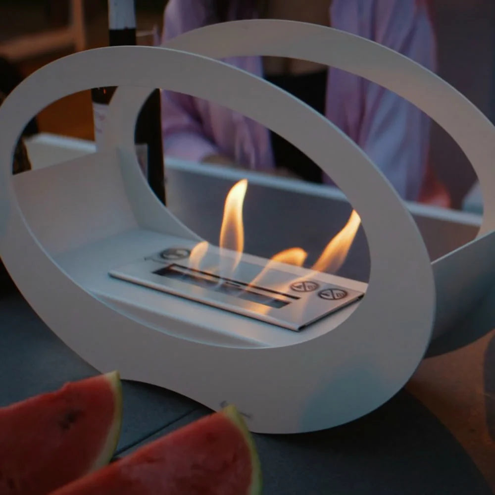 Tischkamin Bioethanol Echo Weiß Geschenkset