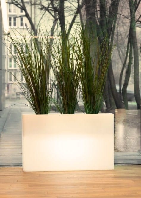 Beleuchteter rechteckiger LED-Pflanzkübel Lungo Maxi Light 80 cm – Warmweiß 3000K