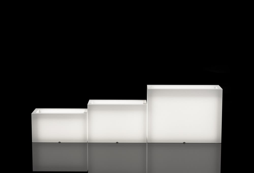 Langer LED-Pflanzkübel auf Rollen Monumo Lungo Maxi Light Neutralweiß 50 cm