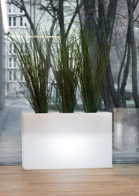 Beleuchteter rechteckiger LED-Pflanzkübel Lungo Maxi Light 80 cm – Neutralweiß 4000K