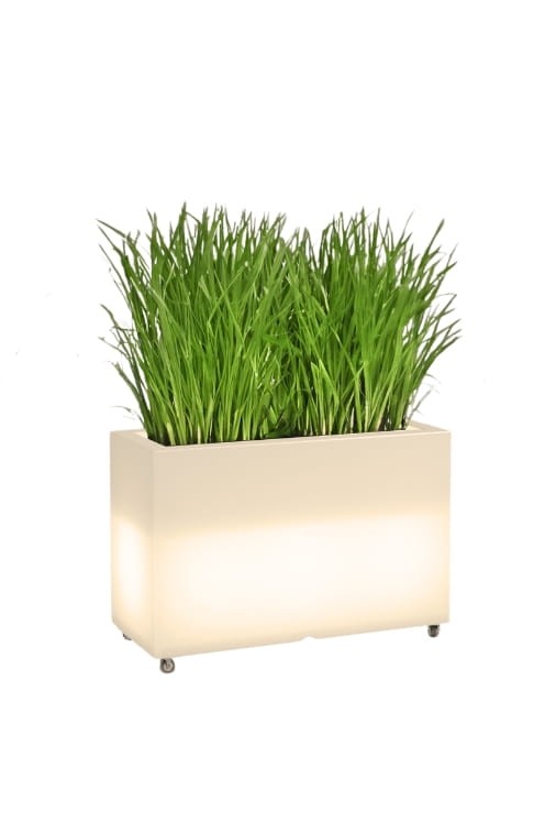 Langer LED-Pflanzkübel auf Rollen Monumo Lungo Maxi Light Kaltweiß 50 cm