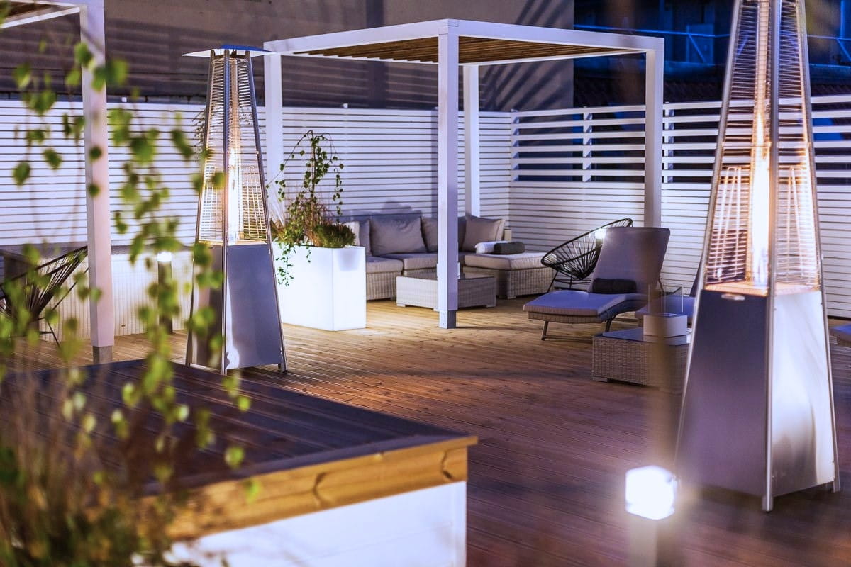 Design-Blumentopf Longerino Light 70 cm auf Rollen mit LED (Kaltweiß)