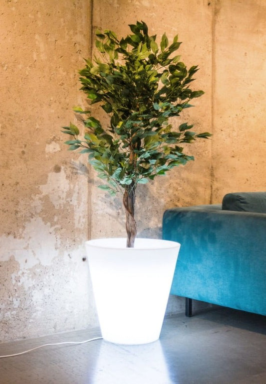 Beleuchteter runder LED-Blumentopf Ovo Light 50 cm – Neutralweiß 4000K