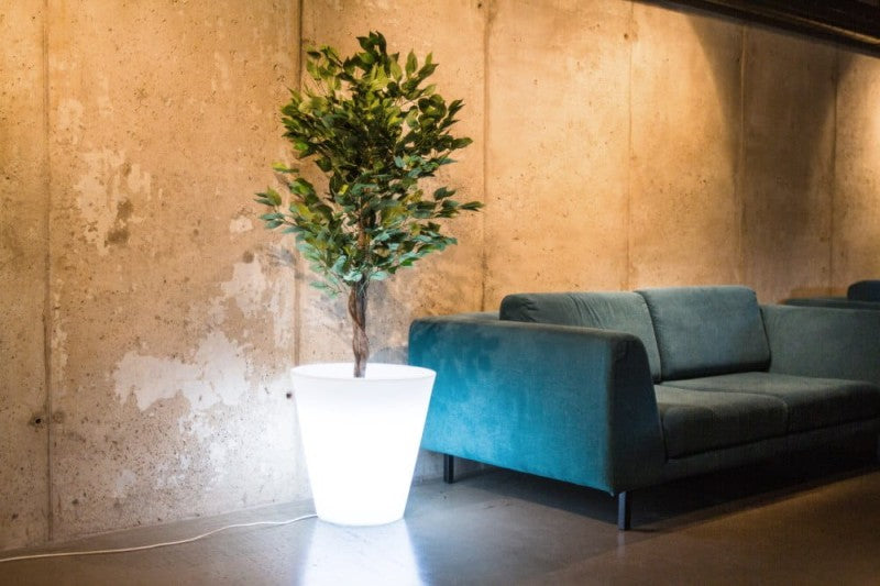 Beleuchteter runder LED-Blumentopf Ovo Light 50 cm – Warmweiß 3000K
