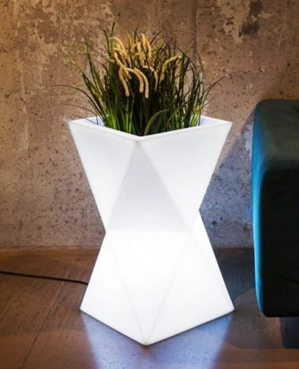 Geometrischer LED-Pflanzkübel Monumo Valencia Light Neutralweiß 70 cm
