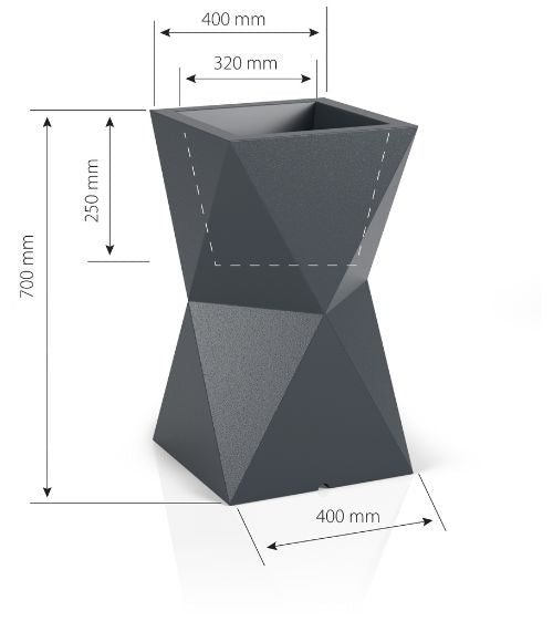 Geometrischer LED-Pflanzkübel Monumo Valencia Light Neutralweiß 70 cm