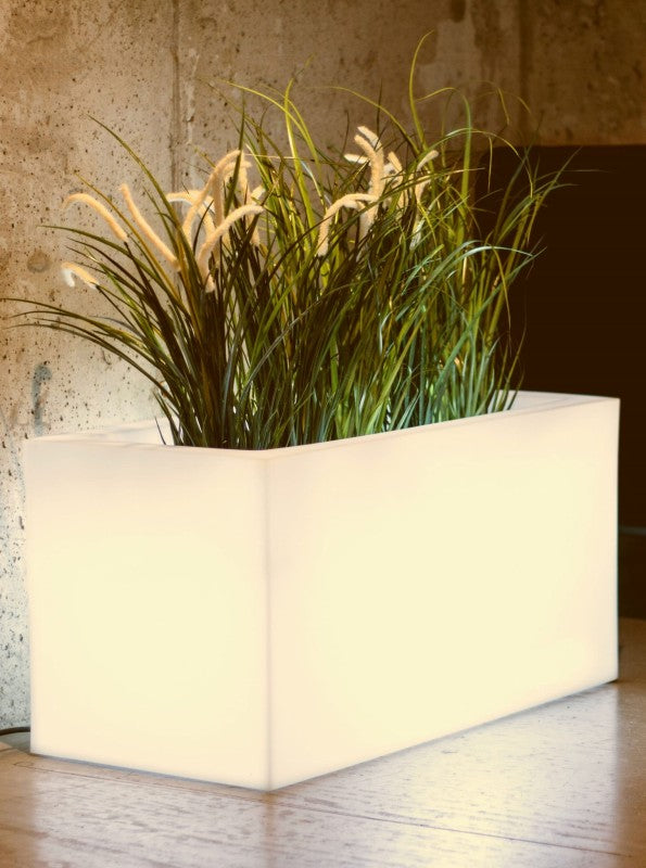Beleuchteter rechteckiger LED-Blumentopf Lungo Light 75 cm – Kaltweiß 6000K